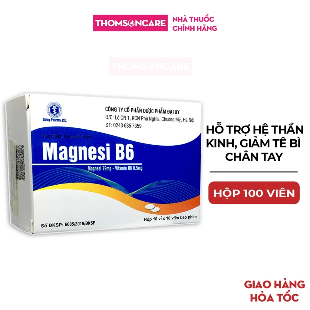 Viên uống bổ sung Magie B6 Đại Uy - Hỗ trợ trong các trường hợp thiếu magie - Hộp 100 viên