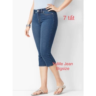 Quần Jeans ngố 7 tất màu trắng BigSize Lưng cao size 26 đến 44 [FREESHIP Khi Mua Hàng] Vải dày và co giản . Không Ra màu