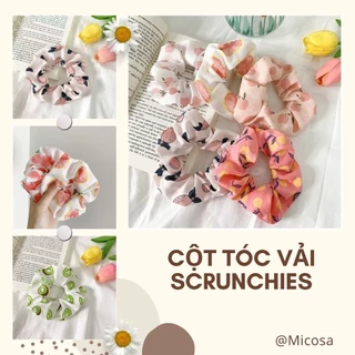 Cột Tóc Vải Scrunchies - Dây Buộc Tóc Co Giãn Phong Cách Hàn Quốc Nhiều Màu Sắc Dễ Thương