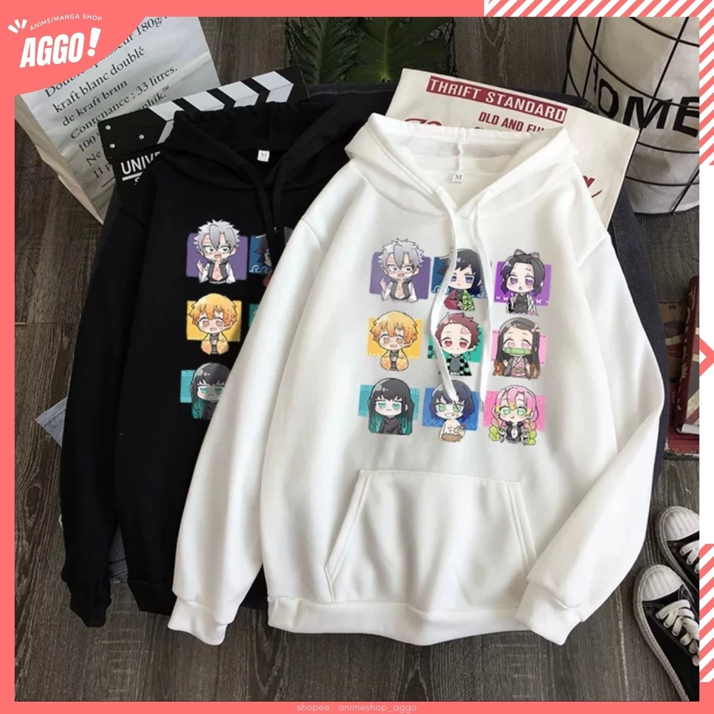 Áo Hoodie Nỉ Anime Demon Slayer Kimetsu No Yaiba, Áo Nỉ Dày Dặn Phong Cách Trẻ Trung Năng Động Form Rộng Nam Nữ Đủ Size