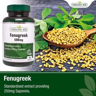 Viên uống lợi sữa Cỏ cà ri Natures Aid Fenugreek 500mg, Anh (90 viên) tăng cường dưỡng chất trong sữa cho mẹ sau sinh