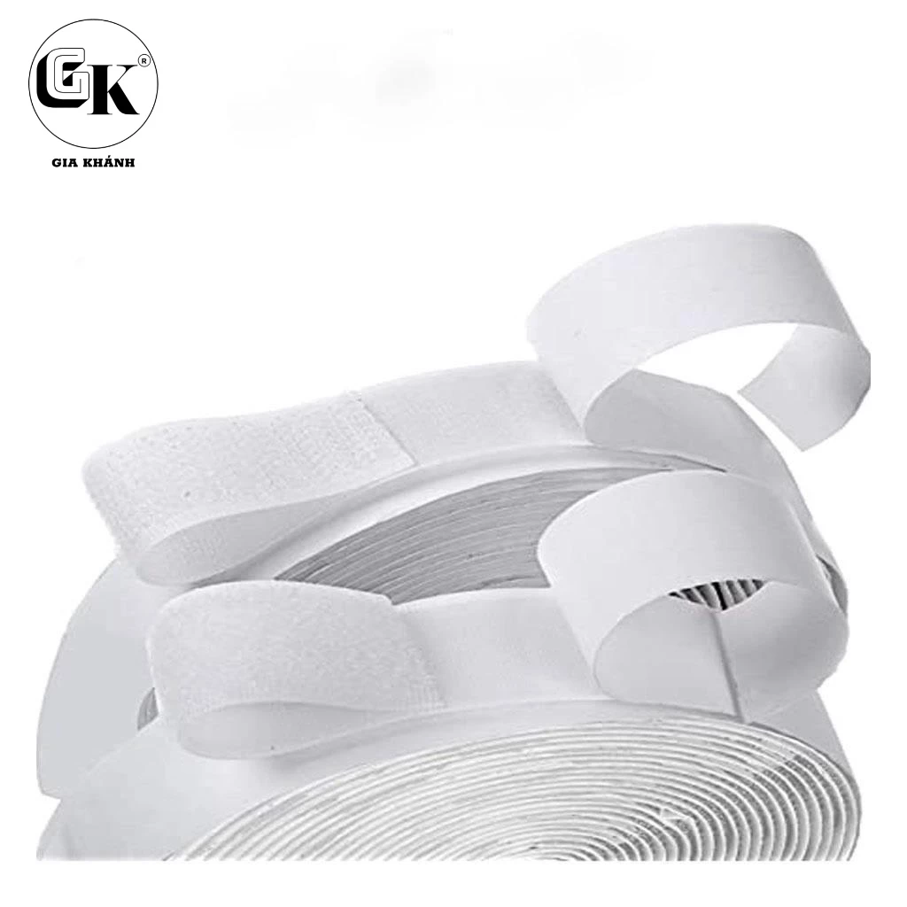 Băng Dính Nhám, Băng Dính Gai,Velcro Có Keo Sẵn , màu trắng Loại 2.5cm -1 mét