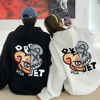 Áo Hoodie Couple Gấu Visa chất liệu nỉ bông siêu ấm, Áo Hoodie Unisex Nam Nữ