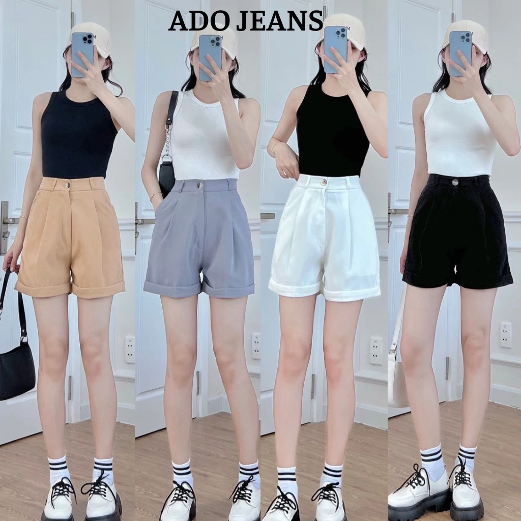 Quần đùi nữ chất vải Nhung mịn lai lật siêu xinh ADO JEANS Mã SN1403