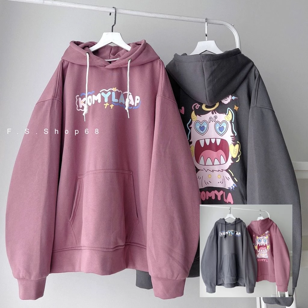 Áo Khoác Hoodie Nỉ Bông ICON GAME KOMYLA màu HỒNG/ĐEN 🏁 Nam nữ unisex/Áo hoodie có mũ form rộng