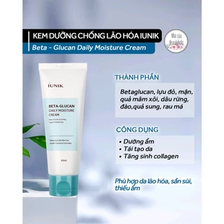 Kem dưỡng ẩm chống lão hoá IUNIK BETA GLUCAN DAILY MOISTURE CREAM