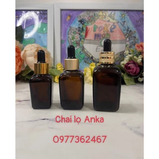 vỏ chai THỦY TINH đựng serum , tinh dầu CHAI VUÔNG NÂU 10ml 30ml 50ml 100ml