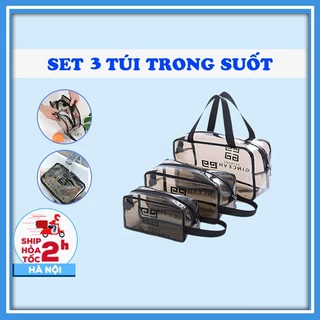 SET 3 Túi đựng Mỹ Phẩm Du Lịch Chống Nước, Túi Trong Suốt 3 Kích Cỡ Khác Nhau