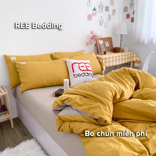 Bộ chăn ga và vỏ gối REE Bedding CTC48 Cotton TC màu vàng