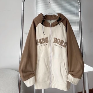 Áo khoác nỉ hoodie phối màu Unisex - Hoodie zip form rộng có mũ dáng suông basic ulzzang-shopsituoiteen