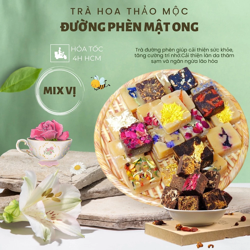 [Chính Hãng] Trà Hoa Cúc Đường Phèn Mật Ong - Trà Thảo Mộc Đường Phèn Mix Vị