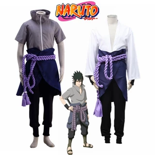 Bộ cosplay Trang phục sasuke Nhật Bản shippuden Naruto Uchiha Sasuke Trang Phục Hóa Trang Dây Kéo Bộ Trắng Giáng Sinh Nam Tặng