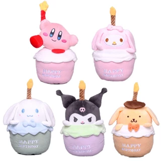 Búp Bê Nhồi Bông Hình Bánh Kem Kirby My Melody Cinnamoroll Kuromi Hoạt Hình 20CM Có Nhạc Cho Bé