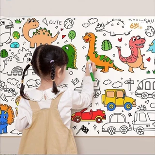 Cuộn tranh tô màu  dán tường có thể cắt dán làm sticker dài 90cm rộng 30cm cho bé.