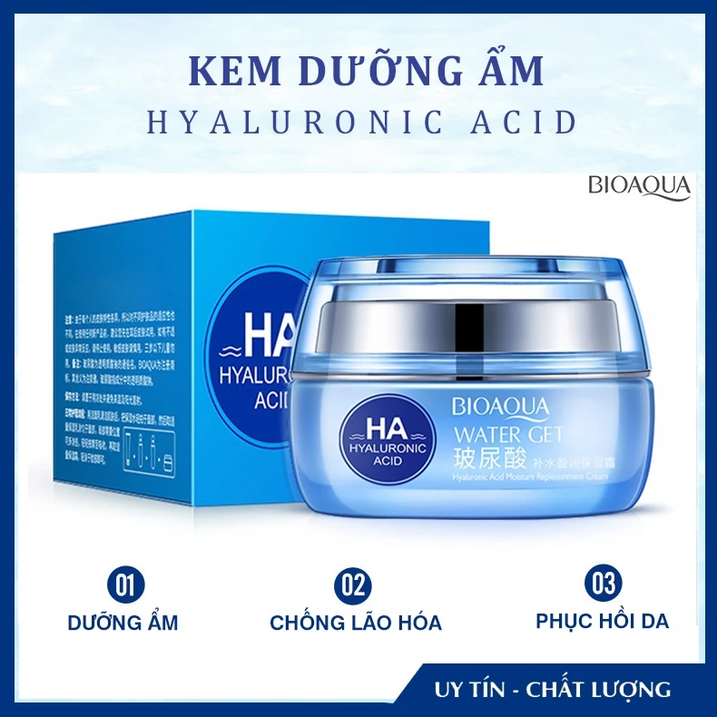 Kem dưỡng ẩm, Chăm sóc và phục hồi tái tạo da HA của Bioaqua giúp trắng da, dịu da, xóa mờ nếp nhăn