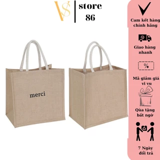 Túi cói Merci loại 1 màu sáng, có đệm đáy giữ form túi, có lót VS STORE