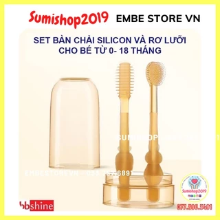 Set bàn chải silicon cho bé, Rơ lưỡi cho bé siêu mềm mại an toàn cho bé 0-18 tháng