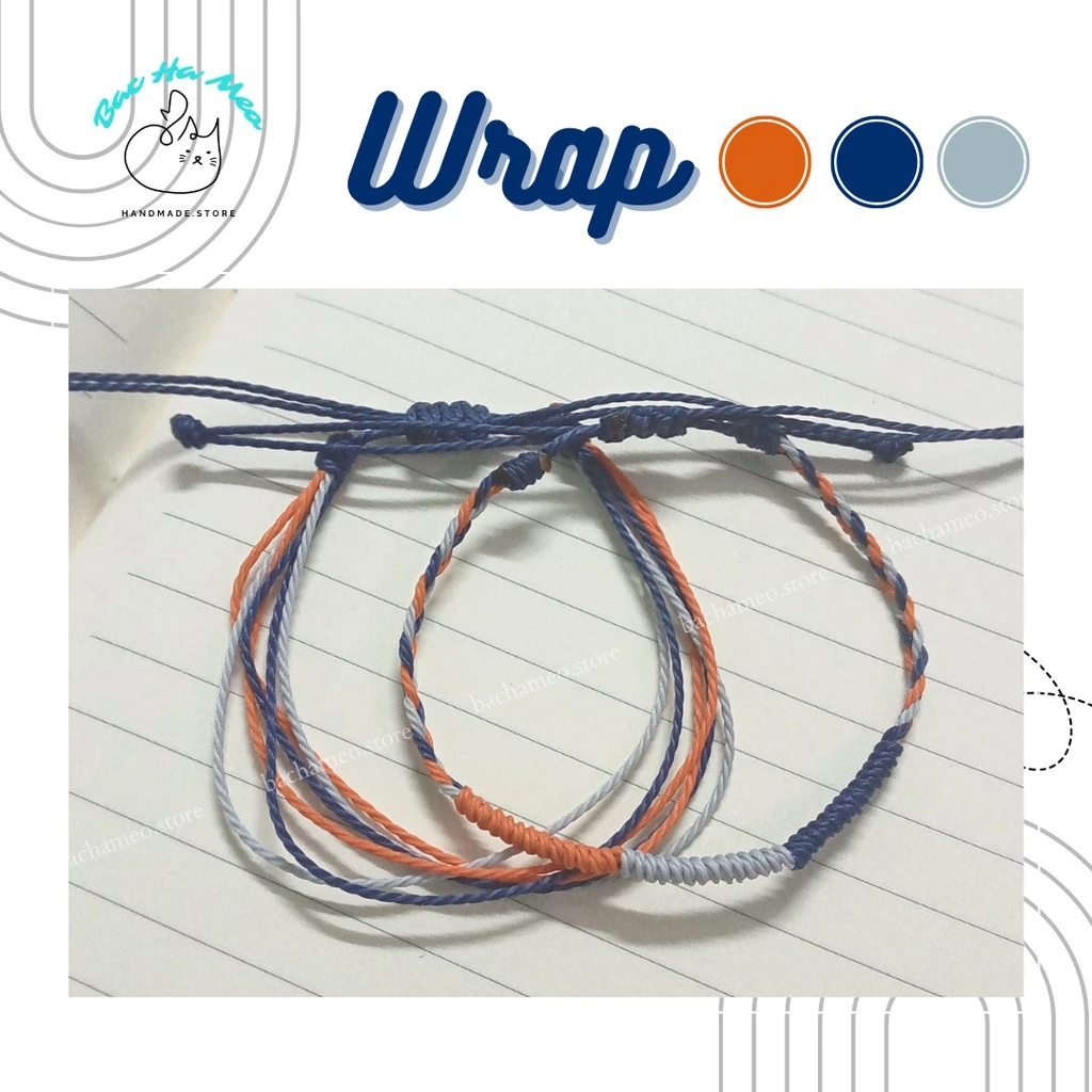 Set vòng tay waterproof WRAP CIRCLE - MIX Cam - Xanh Navy - Xám nhạt - Bachameo.Store - Vòng tay handmade (Có size chân)