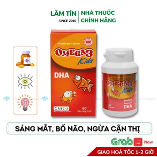 OMEGA 3 KIDS Tăng cường thị lực chống mỏi mắt phát triển trí não Hàng Chính Hãng [Lọ 60 viên]