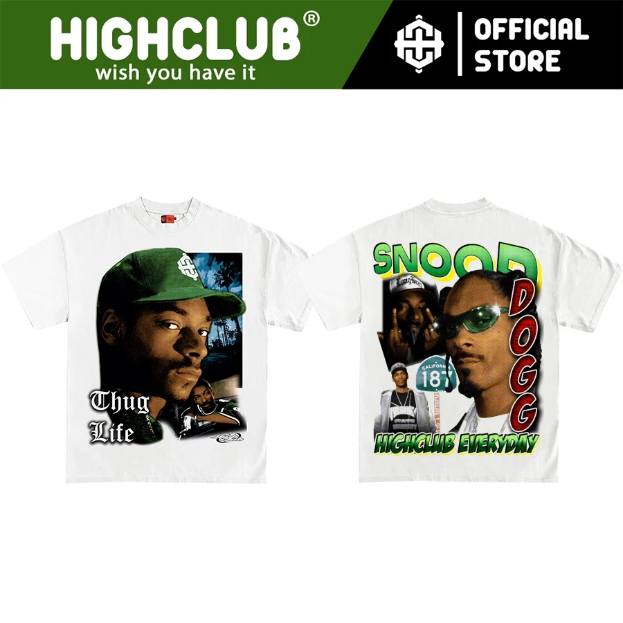 Áo Thun SNOOP DOG Tay Lỡ Unisex Nam/Nữ TRẮNG Cổ Tròn - HIGHCLUB Brand Chính Hãng