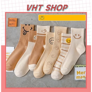 Tất cổ cao, vớ cổ cao nữ nam vải cotton họa tiết xinh xắn vải co giãn thời trang Hàn Quốc TC158 - VHT SHOP