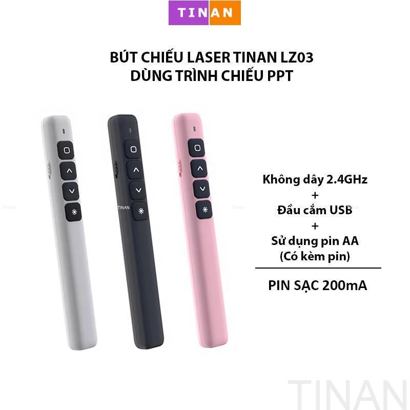 Bút Laser Trình Chiếu PPT TINAN LZ03 Không Dây Cho Laptop, Đầu Cắm USB