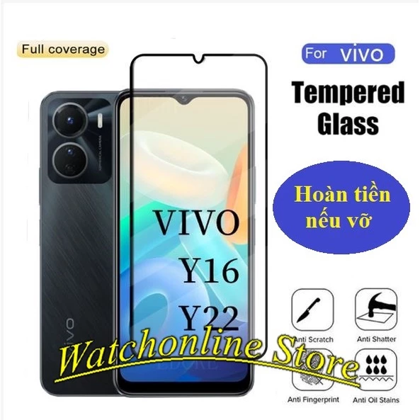 Cường lực Full màn VIVO Y16 Y22 Y22S Y02S Y12s Y1s Y21 Y33s V20 V20 se Y15s Y20s Y20 Y55 2022 Y02T Y100