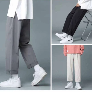 Quần Jogger Baggy  Dáng Suông Dài - Chất Vải Kaki Kiểu Thể Thao UNISEX ba Màu Đen,xám,trắng. 01x