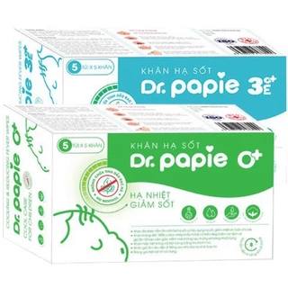 Khăn Lau Hạ Sốt 0+ 3+ Dr Papie Cho Bé, Hạ Nhiệt Giảm Sốt Ngắn Ngừa Co Giật Hộp 25 Cái