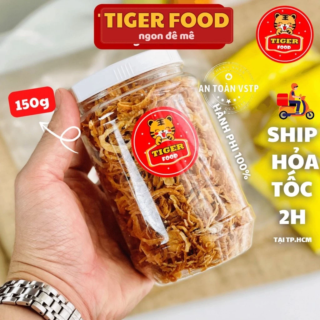 Hành phi loại ngon TIGER FOOD Hành tím ta phi giòn thơm ăn kèm bánh tráng phơi sương Siêu Ngon