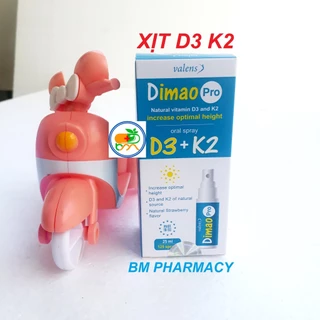 Xịt D3 K2 Dimao Pro, giúp tăng cường hấp thu Canxi, giúp xương răng chắc khỏe và giảm còi xương ở trẻ