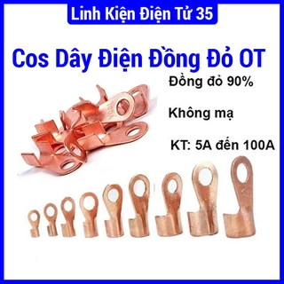 Cos dây điện đồng đỏ OT 5A-100A, cốt bấm nối dây điện, đa kích thước, tiện dụng(1 chiếc)