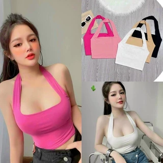 Áo yếm nữ croptop choàng cổ, Áo 2 dây hở lưng ôm body