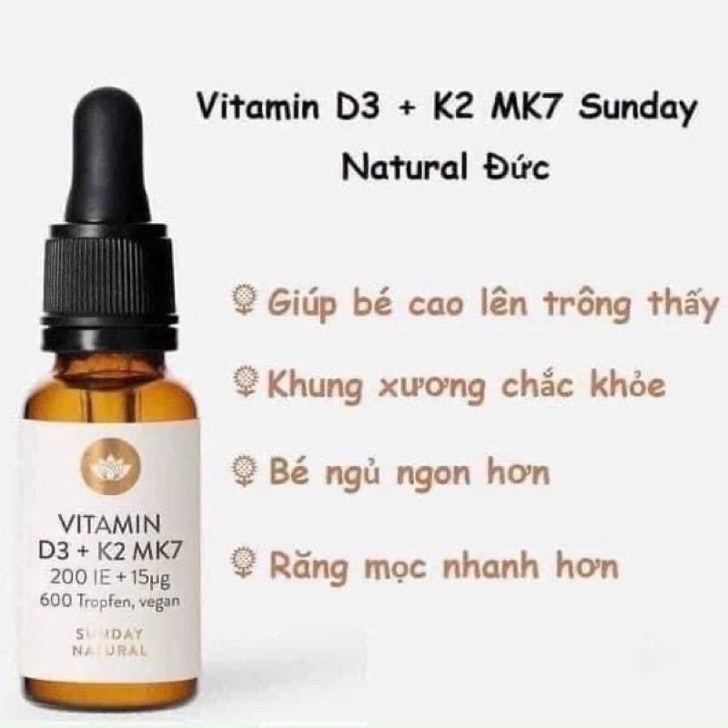 Vitamin D3 K2 Mk7 Đức Mỹ Úc cho bé từ 0 Tháng đến 12 Tuổi Chính Hãng D3k2 D3mk7