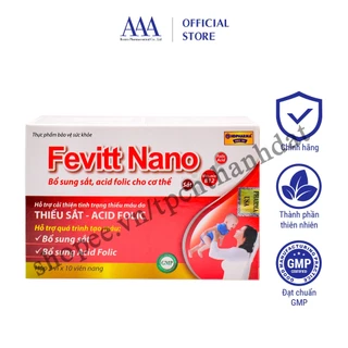 Viên sắt cho bà bầu Fevitt Nano giúp bổ máu, bổ sung Acid Folic - Hộp 30 viên