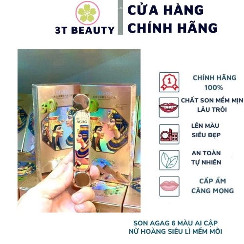 Son AGAG 6 màu Ai Cập nữ hoàng siêu lì mềm môi