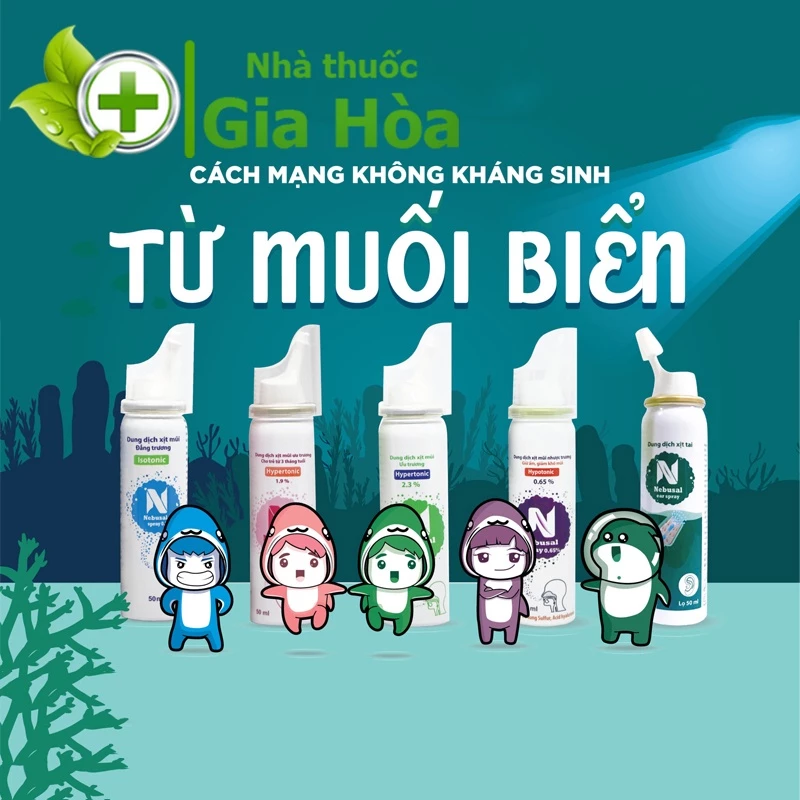 Nebusal Spray - Dung dịch nước muối biển dạng xịt, giúp vệ sinh mũi, giảm nghẹt mũi, sổ mũi, giúp vệ sinh tai