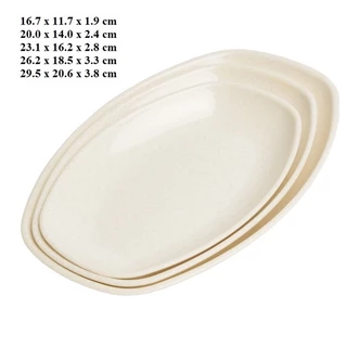 Dĩa Oval nhựa Melamine vân đá trắng nhiều Size