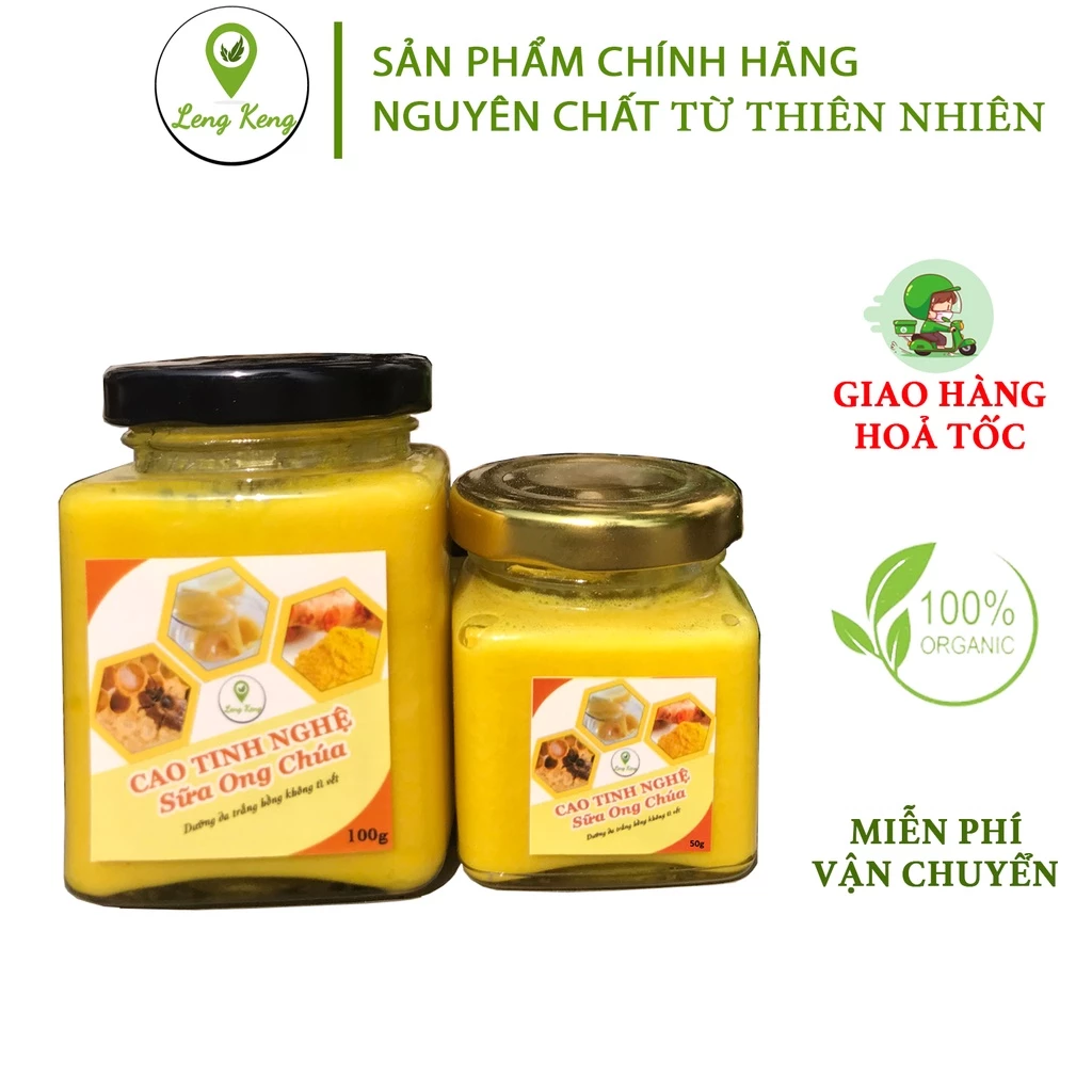 Cao Tinh Nghệ Sữa Ong Chúa LengKengFarm 120g–  Mặt Nạ Kem Nghệ Đắp Mặt Giảm Mụn Tàng Nhang - Mặt Nạ Đắp 100% Thiên Nhiên