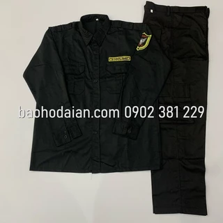 Quần áo vệ sĩ màu đen tay dài túi hộp kèm logo tay ngực (có bigsize)