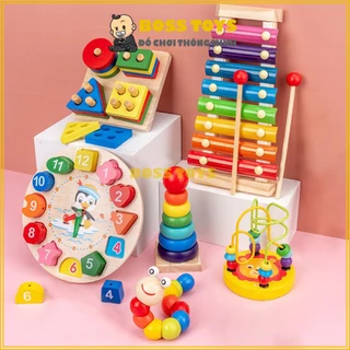 Set 6 món đồ chơi gỗ thông minh phát triển tư duy trí tuệ cho bé - Combo 6 món đồ chơi Montessori bằng gỗ an toàn