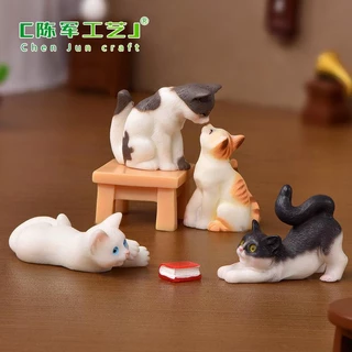 Mô hình Mèo Con Dễ Thương, mô hình trang trí tiểu cảnh, sen đá, terrarium
