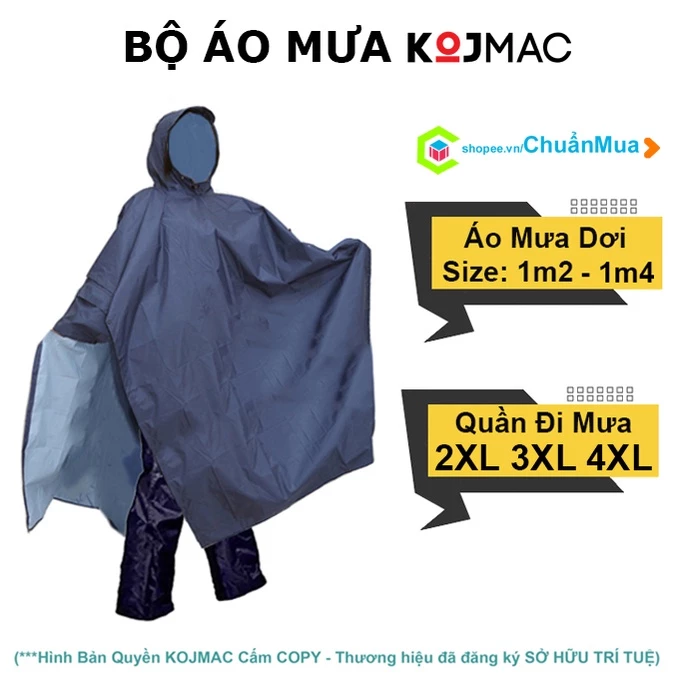 Áo Mưa Cánh Dơi Xẻ Tà Vải Dù Da Cá TỐT RAINCOAT ( Tùy Chọn Quần Áo Chống Nước 1 Người Lớn Đi Xe Máy Một Đầu .. giá sỉ )