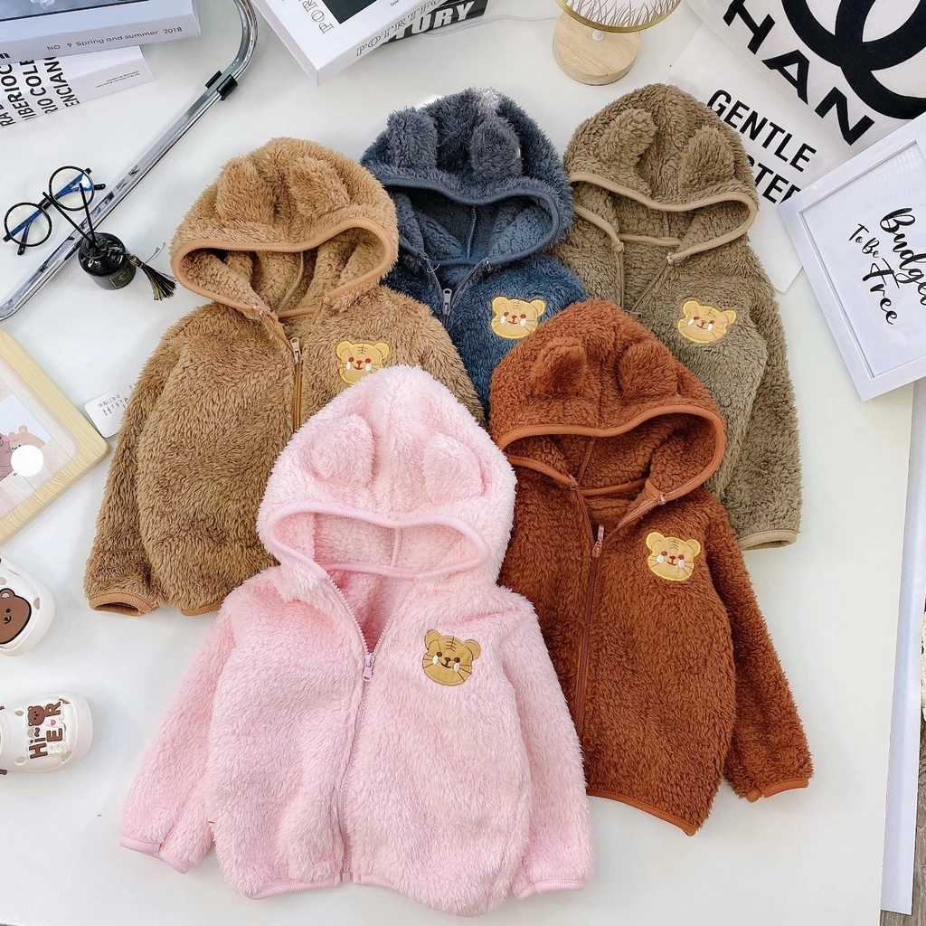 Áo khoác bé trai, Áo khoác bé gái chất liệu lông cừu 7-15kg