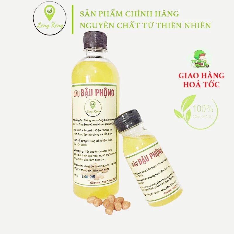 Dầu Đậu Phộng LengKengFarm Bình Định (Dầu Lạc) - Đậu Phộng Sẻ Ta Thơm Giàu Dinh Dưỡng - Dầu Thực Vật