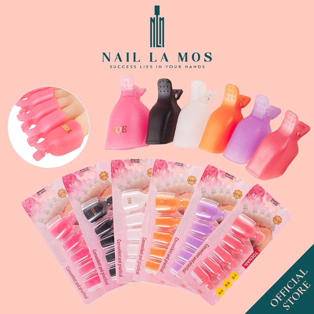 Kẹp ủ tháo gel móng chân - Bộ 5 kẹp nhựa bền chắc chuyên dụng cho dân làm móng
