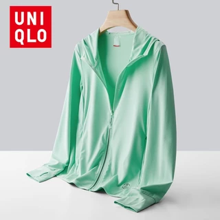 Uniqlo Full Dây Kéo Áo Khoác Nữ Ngoài Trời Chống Nắng Áo Khoác Gió Thoáng Khí Mỏng Bóng Thể Thao Đi Bộ Đường Dài Túi Áo Khoác Thanh Niên