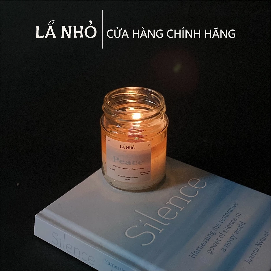 Nến thơm quà tặng thủ công LÁ NHỎ - Peace (Sữa gạo + Lavender + Bạc Hà)