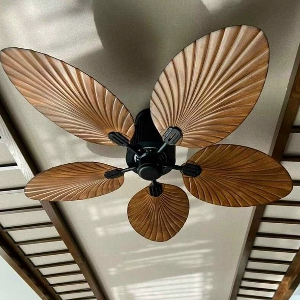 Quạt Trần 5 Cánh Lá Cọ Xoè Đẹp Lõi Đồng Chạy Êm, Có Điều Khiển Nhiều Tốc Độ Quạt, Phù Hợp Mọi Không Gian Việt