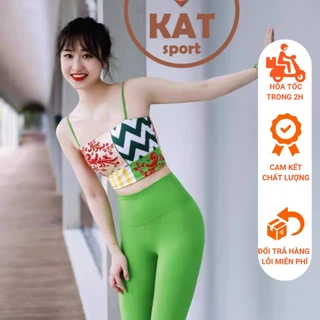 [𝘽𝙞𝙜𝙎𝙖𝙡𝙚 còn S] Bộ tập [KAT SPORT] Đồ bộ tập yoga - gym nữ họa tiết hoa văn. Tặng kèm mút ngực siêu thoáng khí